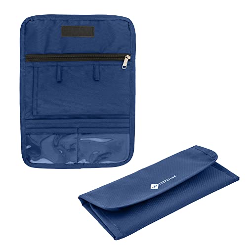 SHOPOFLUX Fabric Modern Car Document Holder Organiser | Vehicle Document Storage Wallet for Driving Licence, Rc Book, Puc, Insurance for Cars, Two Wheeler, Auto and Truck (Blue) - Image 1