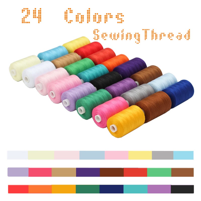 Simthread All Purpose Sewing Thread, 24 Spool 1000 Yards Polyester Thread for Sewing, Handy Polyester Sewing Threads for Sewing Machine - 24 Colors - Image 2