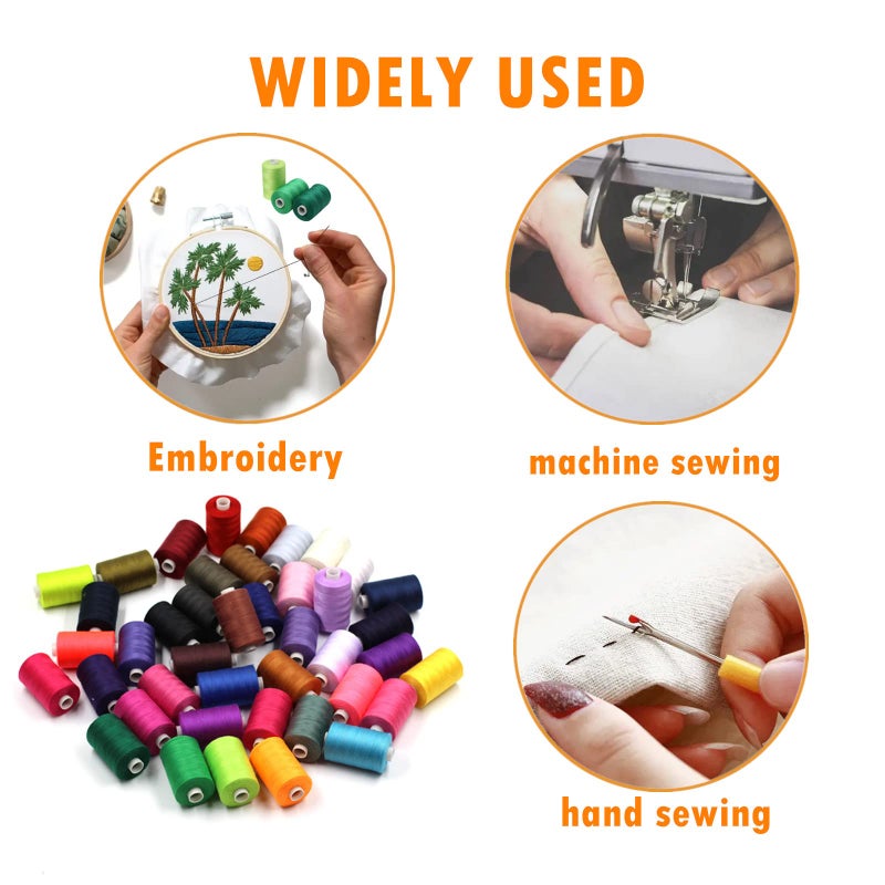 Simthread All Purpose Sewing Thread, 24 Spool 1000 Yards Polyester Thread for Sewing, Handy Polyester Sewing Threads for Sewing Machine - 24 Colors - Image 5
