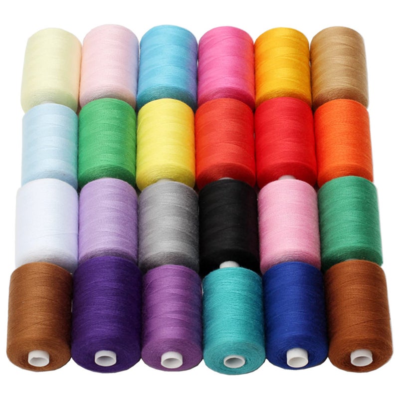 Simthread All Purpose Sewing Thread, 24 Spool 1000 Yards Polyester Thread for Sewing, Handy Polyester Sewing Threads for Sewing Machine - 24 Colors - Image 1