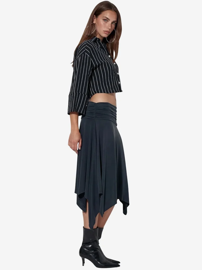 بوسيم BUSEM High-Waist A-Line Midi Skirt