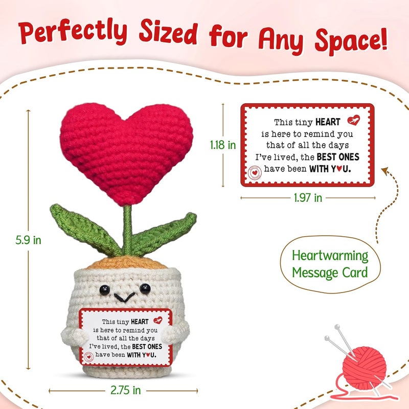 OASSIE Christmas Anniversary Couple Gifts for Women Men - Heart Flower Pot Crochet with Card - Romantic Birthday Gifts for Him Her Boyfriend Girlfriend Wife Husband, Stocking Stuffers for Women - Image 3