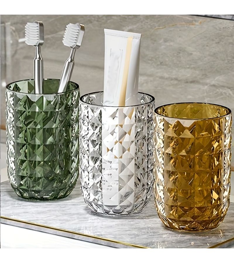 Transparent Diamond Pattern Mouthwash Cup For Personal Care - Image 1