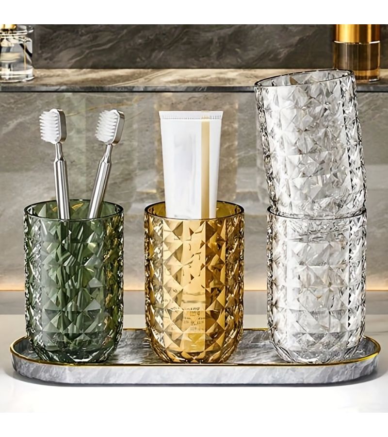 Transparent Diamond Pattern Mouthwash Cup For Personal Care - Image 5
