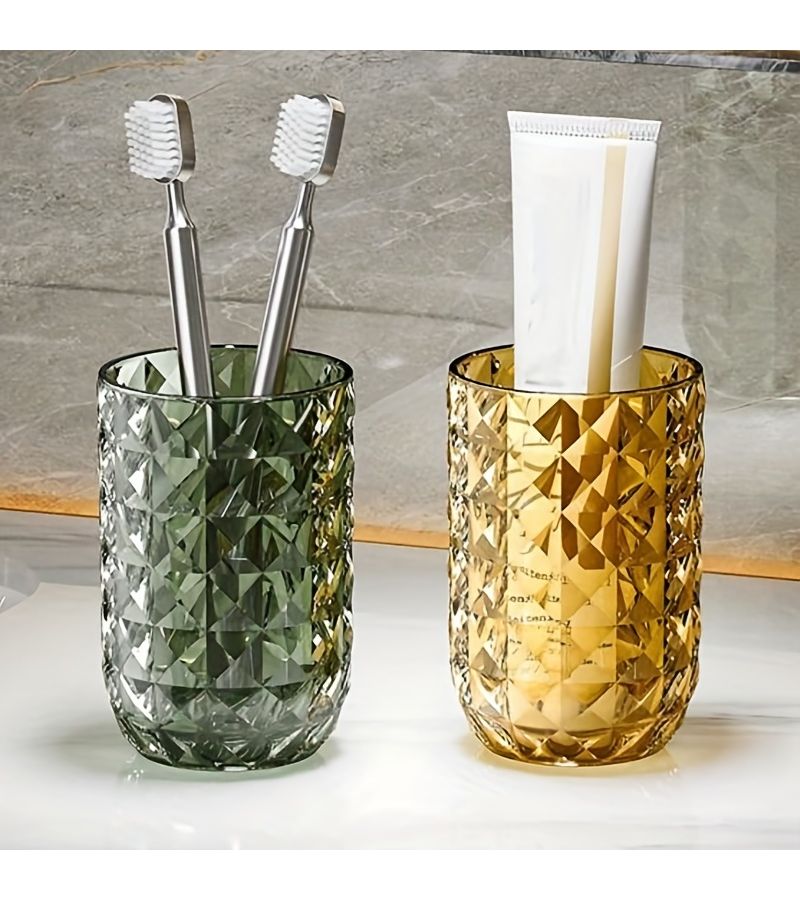Transparent Diamond Pattern Mouthwash Cup For Personal Care - Image 4