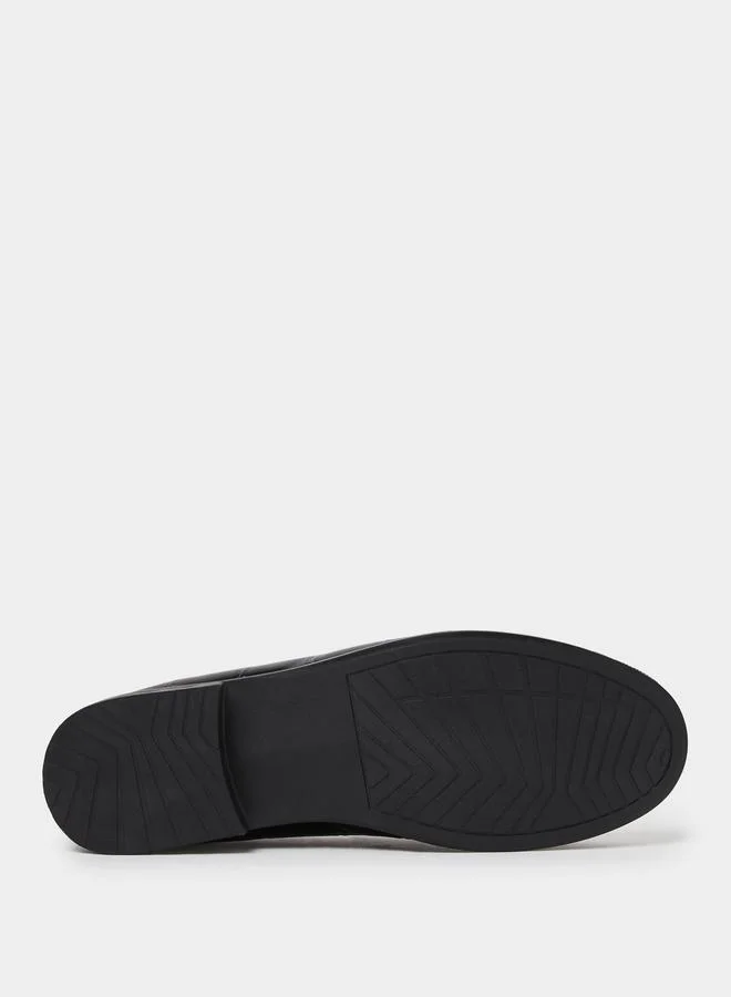 Styli Black Black Croc Textured Bit Loafers for Women | Best Price UAE