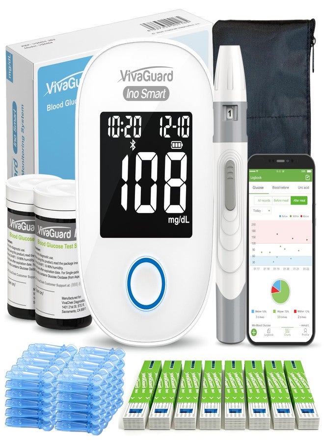 VivaGuard مجموعة فيفا جارد لمراقبة نسبة السكر في الدم مع 100 شريط قياس السكر و100 إبرة وخز - Image 1