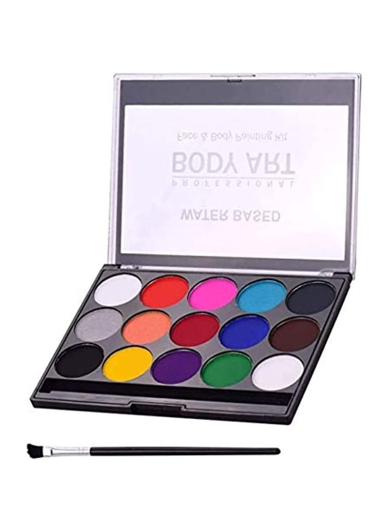 Cutie Cute Professional Body Art Face Painting Kit Water Based Removable Body Paints 15 Colors Palette with One Paintbrush For  Costume Makeup Themed Party Supplies - Image 1