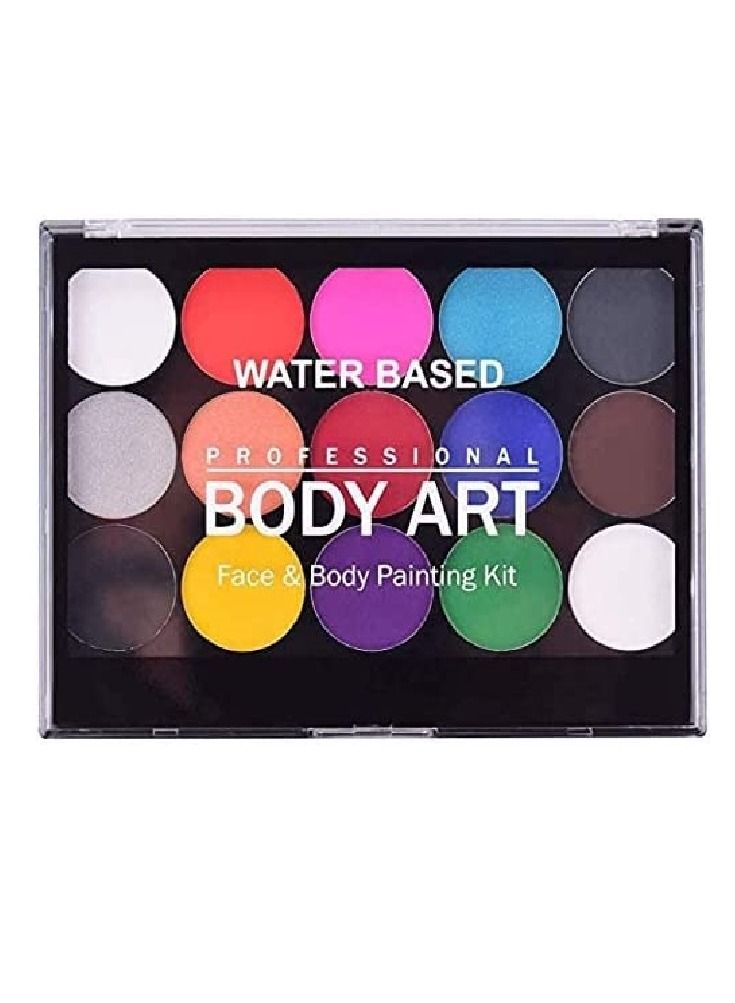 Cutie Cute Professional Body Art Face Painting Kit Water Based Removable Body Paints 15 Colors Palette with One Paintbrush For  Costume Makeup Themed Party Supplies - Image 2