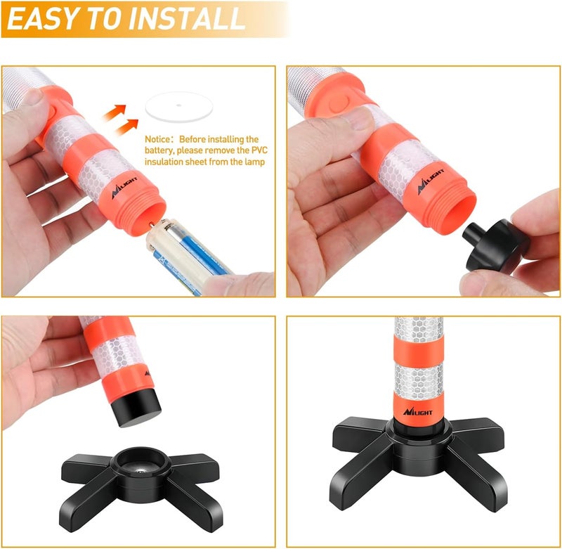 Nilight LED Roadside Emergency Car Kit,Magnetic Base, Detachable Stand, Solid Storage Case, Super bright Safety Strobe Light Road Warning Light-4 pack - Image 5