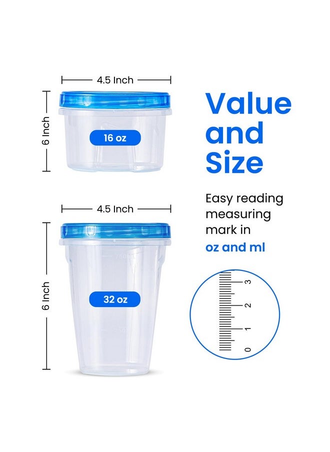 RFAQK RFAQK 48 PCS Freezer Storage Containers with Twist Top Lids-(32OZ & 16OZ) 24 Plastic Deli Containers with 24 Screw Lids-Soup Freezer Containers for Meal Prep Reusable Box, Lunch and Gym  - Image 2