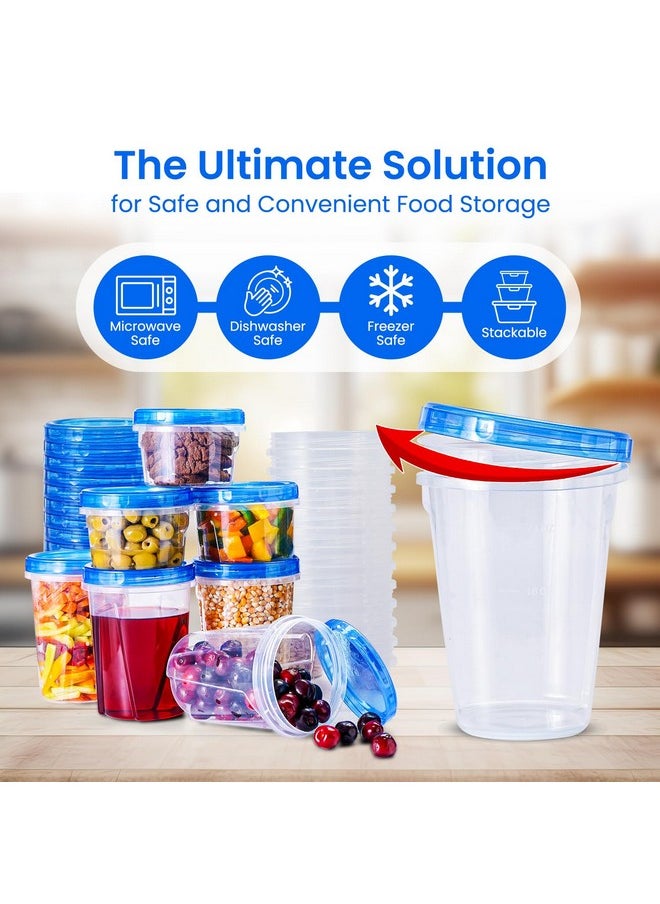 RFAQK RFAQK 48 PCS Freezer Storage Containers with Twist Top Lids-(32OZ & 16OZ) 24 Plastic Deli Containers with 24 Screw Lids-Soup Freezer Containers for Meal Prep Reusable Box, Lunch and Gym  - Image 3