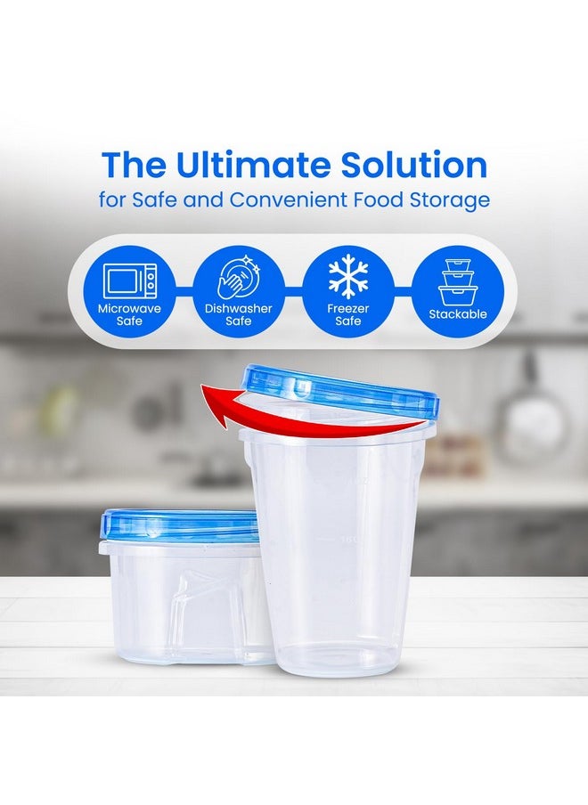 RFAQK RFAQK 48 PCS Freezer Storage Containers with Twist Top Lids-(32OZ & 16OZ) 24 Plastic Deli Containers with 24 Screw Lids-Soup Freezer Containers for Meal Prep Reusable Box, Lunch and Gym  - Image 4