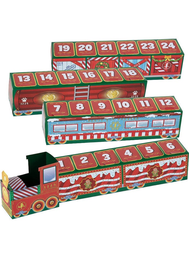 NIBEMINENT 24-Days Countdown Paper Train Toy Red/White/Green 19.00x10.00x17.00cm - Image 1