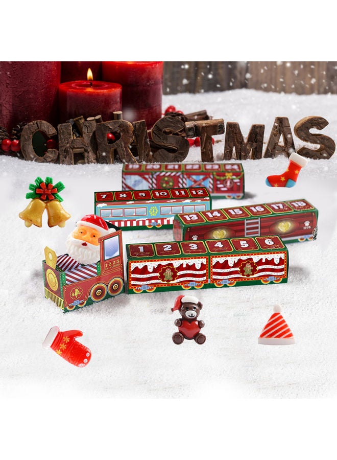 NIBEMINENT 24-Days Countdown Paper Train Toy Red/White/Green 19.00x10.00x17.00cm - Image 3