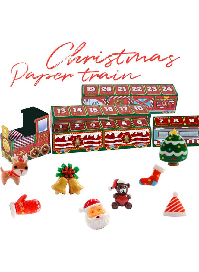 NIBEMINENT 24-Days Countdown Paper Train Toy Red/White/Green 19.00x10.00x17.00cm - Image 2