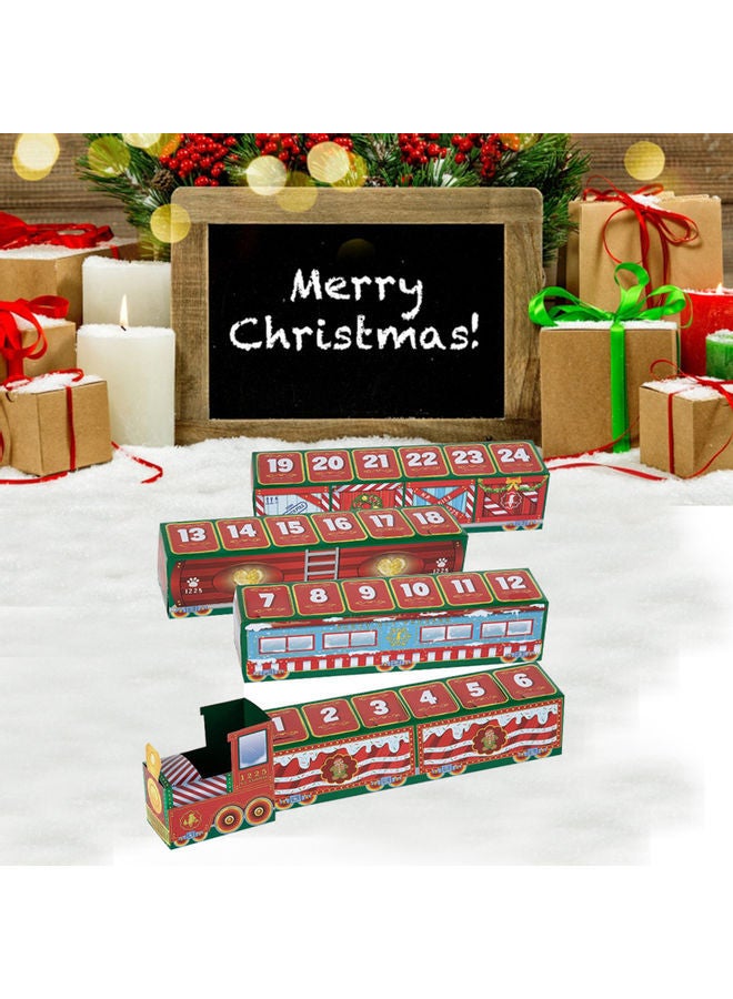 NIBEMINENT 24-Days Countdown Paper Train Toy Red/White/Green 19.00x10.00x17.00cm - Image 4