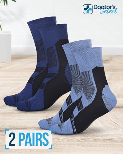 Doctor's Select Plantar Fasciitis Socks - 2 Pairs | Compression Crew for Women | Plantar Fasciitis Compression Socks | Arch Support Women | Navy/Blue - Image 5