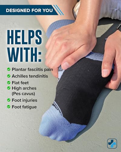 Doctor's Select Plantar Fasciitis Socks - 2 Pairs | Compression Crew for Women | Plantar Fasciitis Compression Socks | Arch Support Women | Navy/Blue - Image 4
