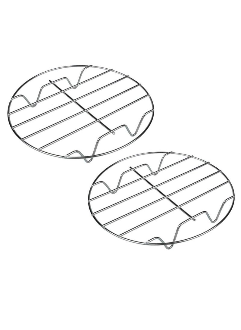 Oasisgalore 2 Pcs 8" 304 Stainless Steel Round Cooking Rack for Baking, Cooling, Steaming, Air Fryer  - Image 1