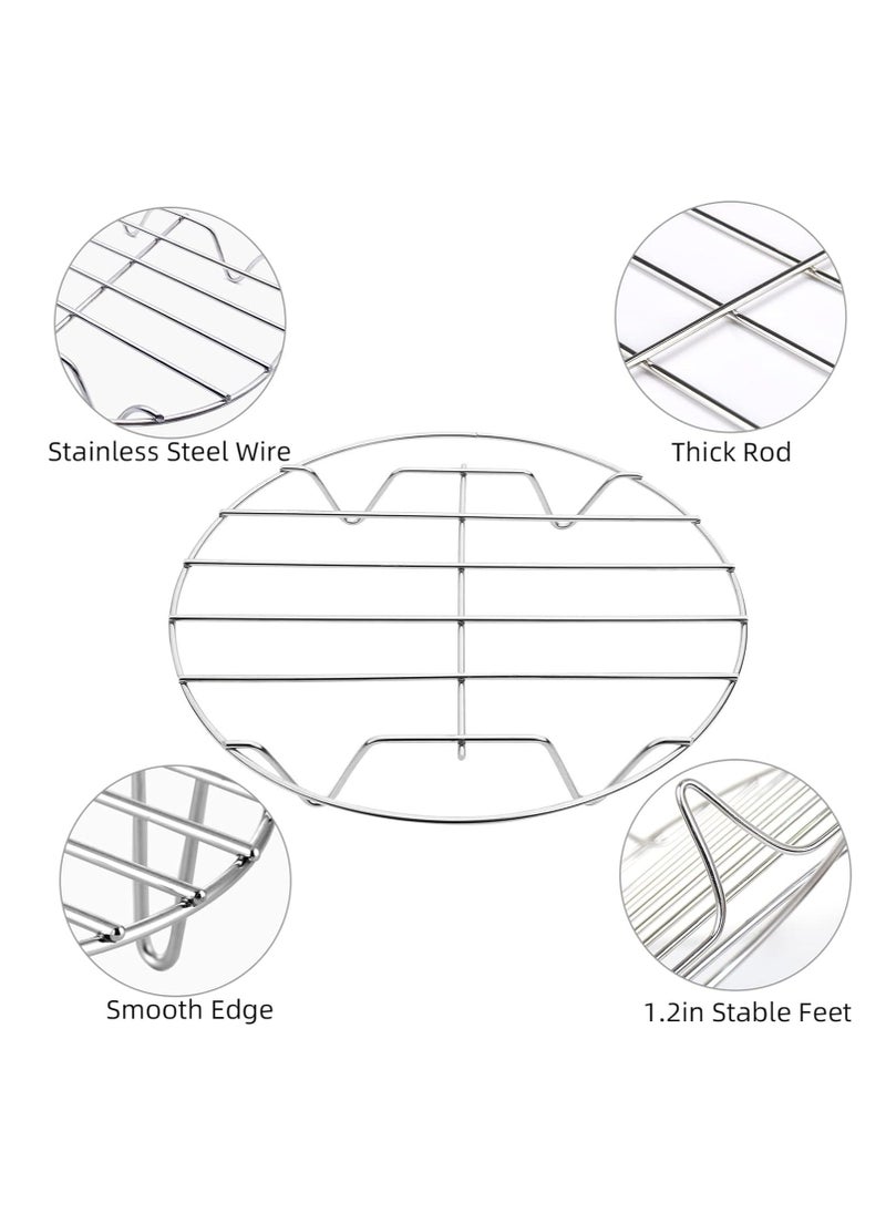 Oasisgalore 2 Pcs 8" 304 Stainless Steel Round Cooking Rack for Baking, Cooling, Steaming, Air Fryer  - Image 2