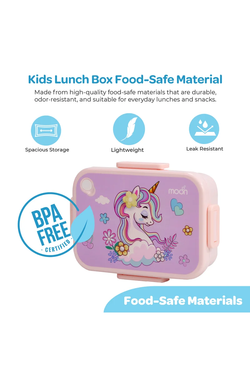 مون MOON Kids Lunch Box | PP + Stainless Steel Insulated Tiffin Box | Leak-Proof, BPA-Free, Durable School Lunch Box for Boys & Girls | Easy Open Clips | Food Safe Eco-Friendly Kids Meal Box