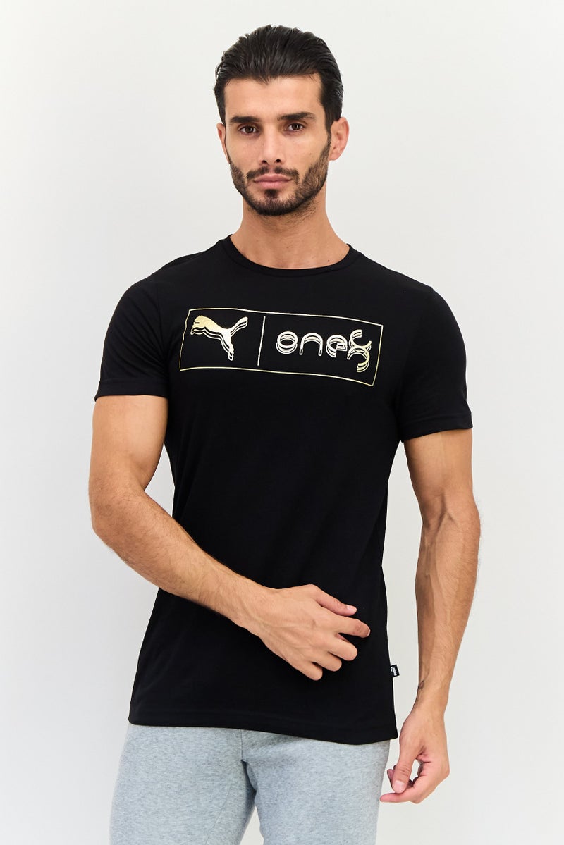 PUMA تي شيرت رياضي للرجال بأكمام قصيرة مناسب للخارج، أسود - Image 1