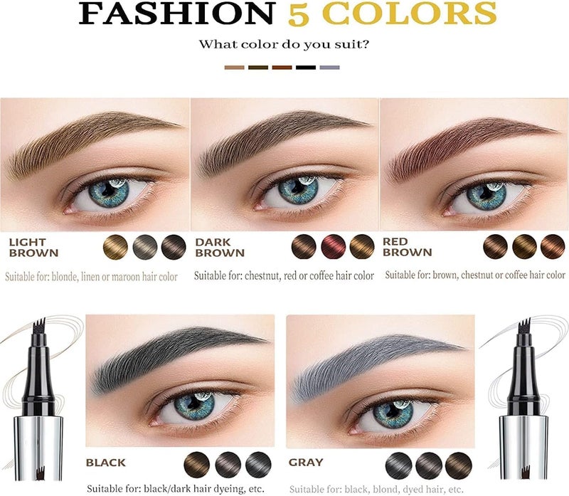 Microblading Eyebrow Pencil - 4 Point Brow Pen for Lift & Snatch - Long-Lasting Waterproof Natural Tattoo Pen for Beauty Lovers (Red Brown) - Image 5