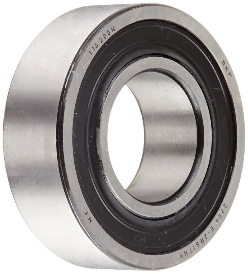 SKF 2206 E-2RS1TN9 Double Row Self-Aligning Bearing, ABEC 1 Precision, Double Sealed, Plastic Cage, Normal Clearance, Metric, 30mm Bore, 62mm OD, 20mm Width, 1510.0 pounds Static Load Capacity, 5350.00 pounds Dynamic Load Capacity - Image 1