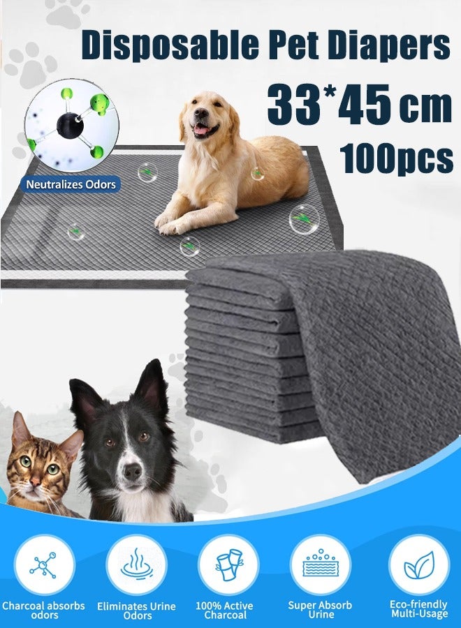 Activated Charcoal Pet Pee Pads, Odorless Charcoal Puppy Pads for Dogs Disposable Training Pads Large Disposable Puppy Pads Leak-Proof Super Absorbent Charcoal Potty Training Pad with Quick-Dry Surface for Dogs Puppies Cats Kittens or Small Pets - Image 1