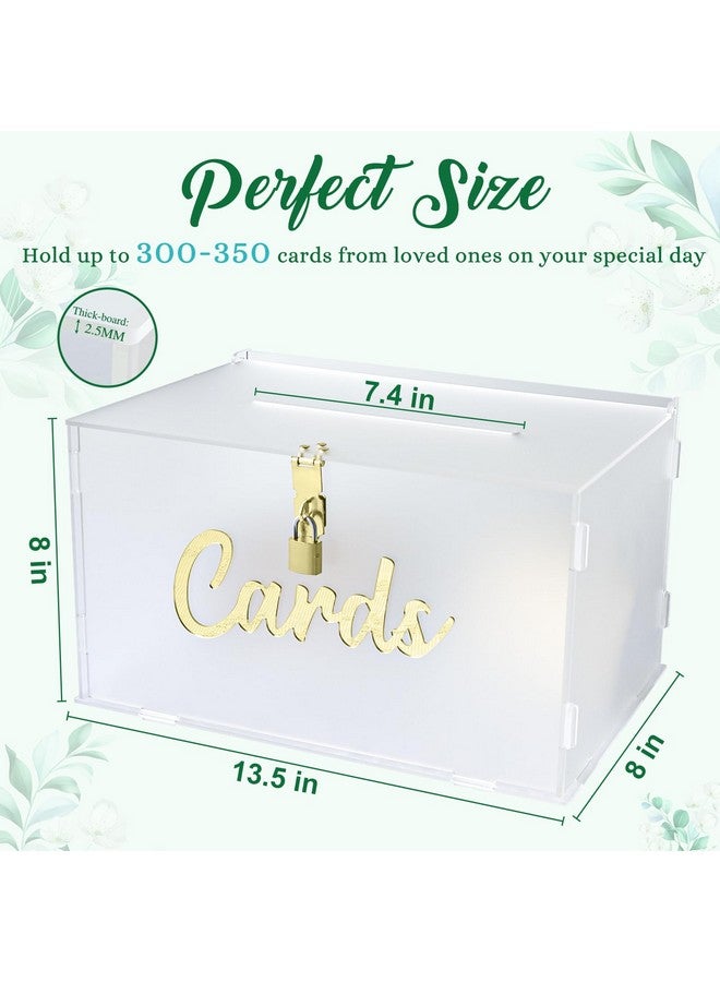 OurWarm Frosted Acrylic Wedding Card Box with Lock, Large Gift Card Box for Wedding Reception with String Light, Wedding Envelope Money Card Box for Party Graduation Baby Shower Birthday Decorations - Image 2