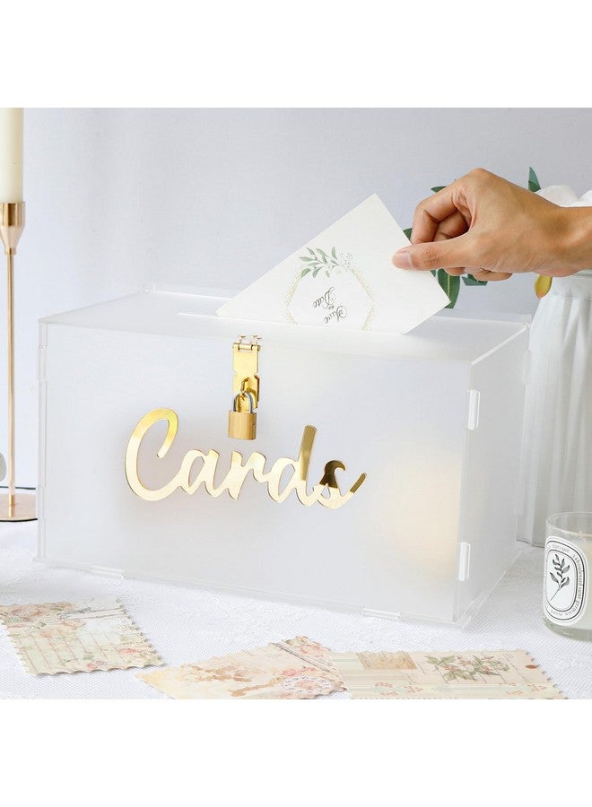 OurWarm Frosted Acrylic Wedding Card Box with Lock, Large Gift Card Box for Wedding Reception with String Light, Wedding Envelope Money Card Box for Party Graduation Baby Shower Birthday Decorations - Image 5