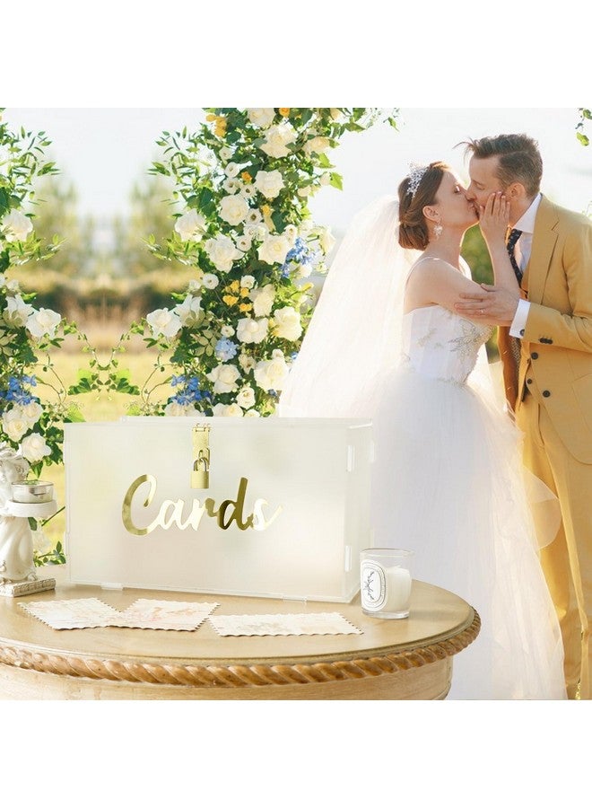 OurWarm Frosted Acrylic Wedding Card Box with Lock, Large Gift Card Box for Wedding Reception with String Light, Wedding Envelope Money Card Box for Party Graduation Baby Shower Birthday Decorations - Image 4