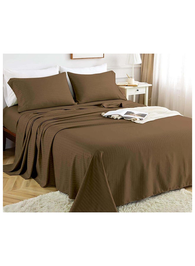 HOTEL COLLECTION Stripe COFFEE BROWN Fitted Sheet 160x200 cm with 2 Pillow Cases - Image 3