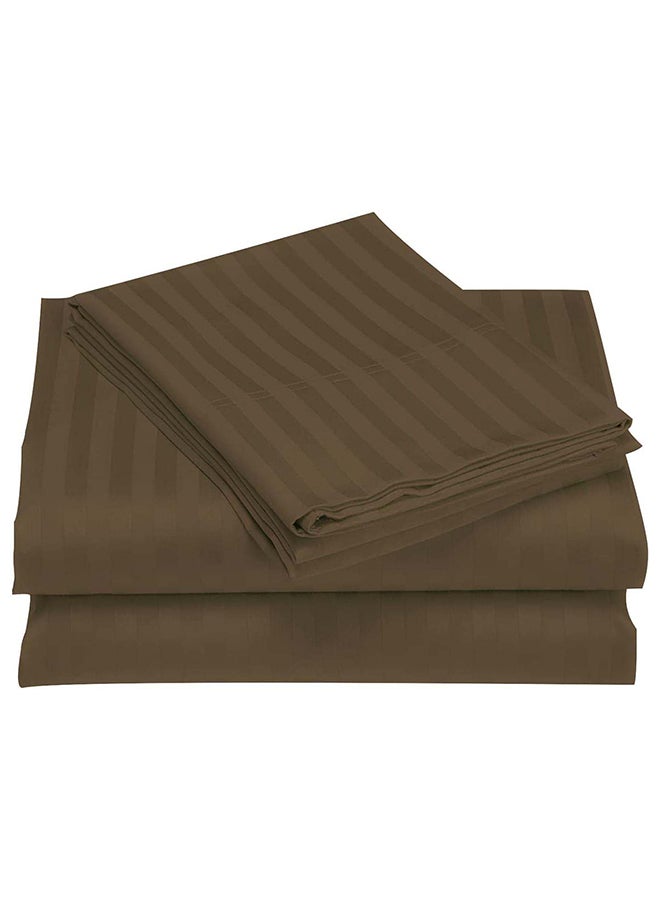 HOTEL COLLECTION Stripe COFFEE BROWN Fitted Sheet 160x200 cm with 2 Pillow Cases - Image 4