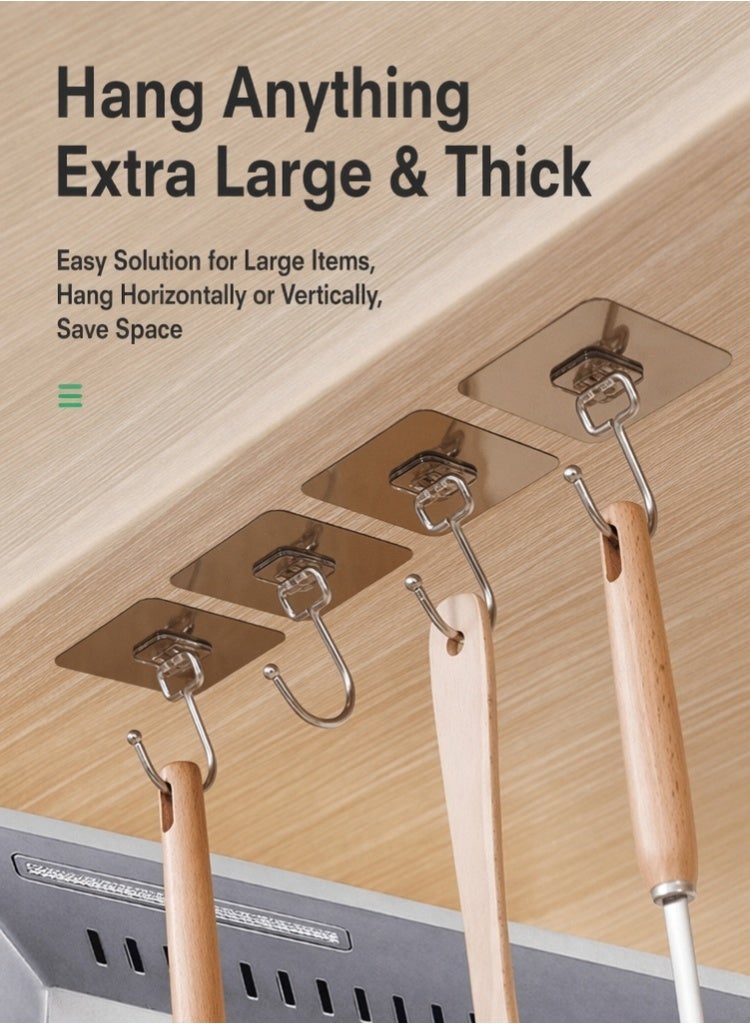 10 Pieces Heavy Duty Self-Adhesive Hooks, Damage-Free Wall Mount Hangers for Kitchen, Bathroom, Home - Image 3