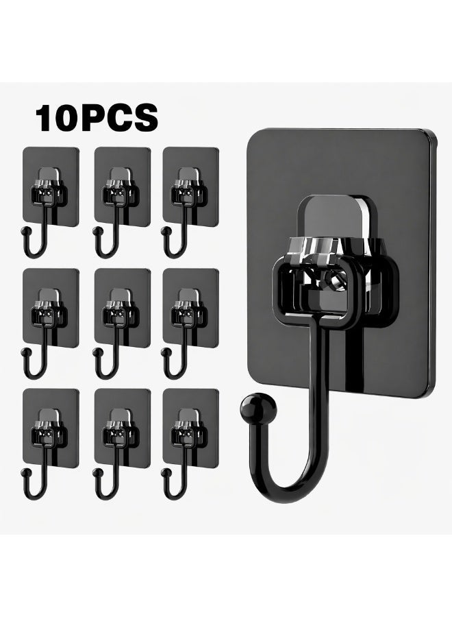 10 Pieces Heavy Duty Self-Adhesive Hooks, Damage-Free Wall Mount Hangers for Kitchen, Bathroom, Home - Image 1