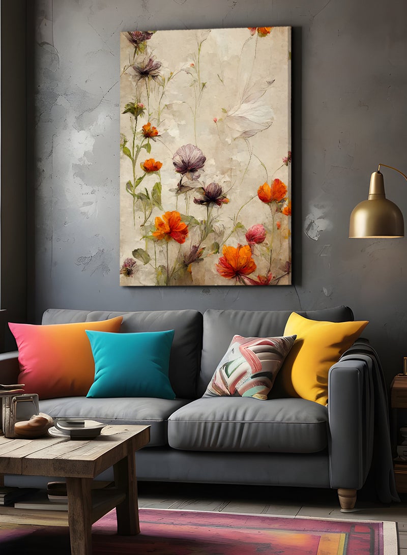 لوحة كانفاس على إطار خشبي بتصميم زهور جميلة - Image 1