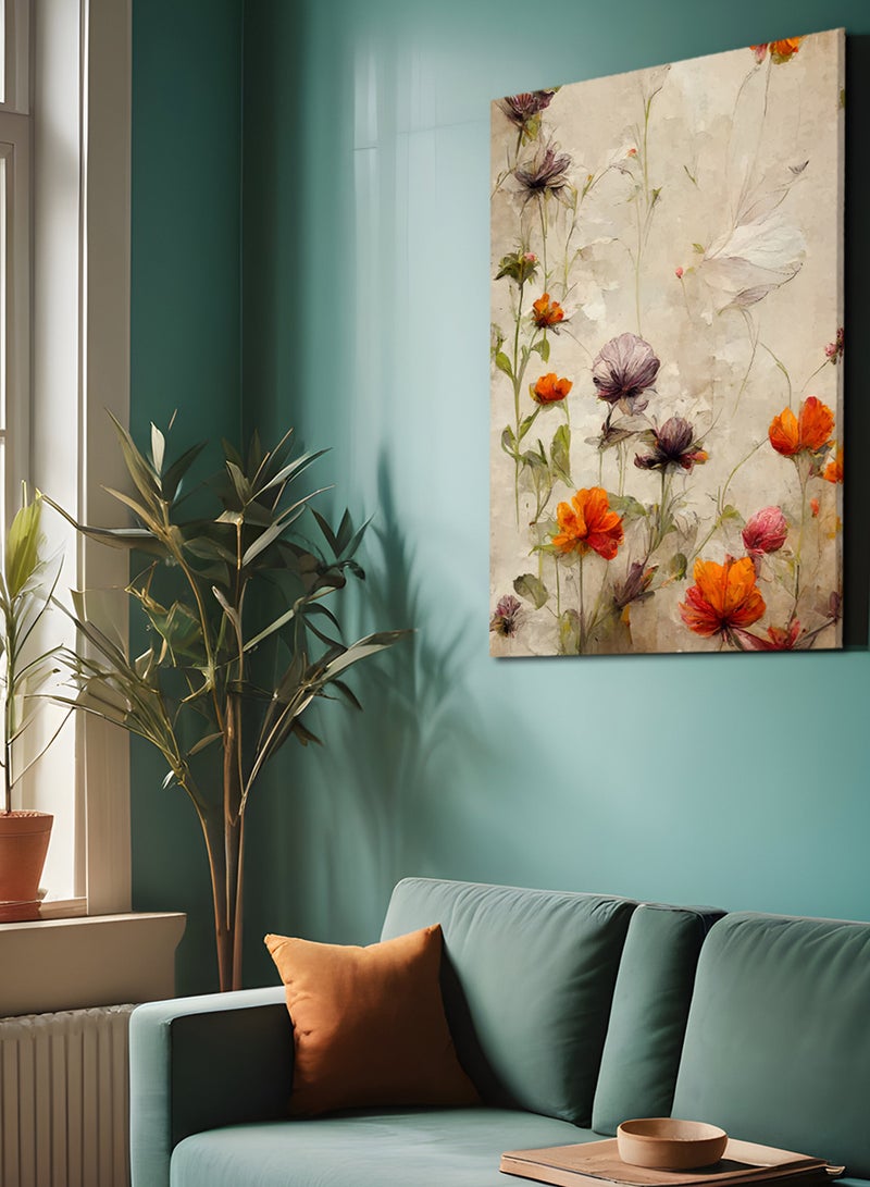 لوحة كانفاس على إطار خشبي بتصميم زهور جميلة - Image 2