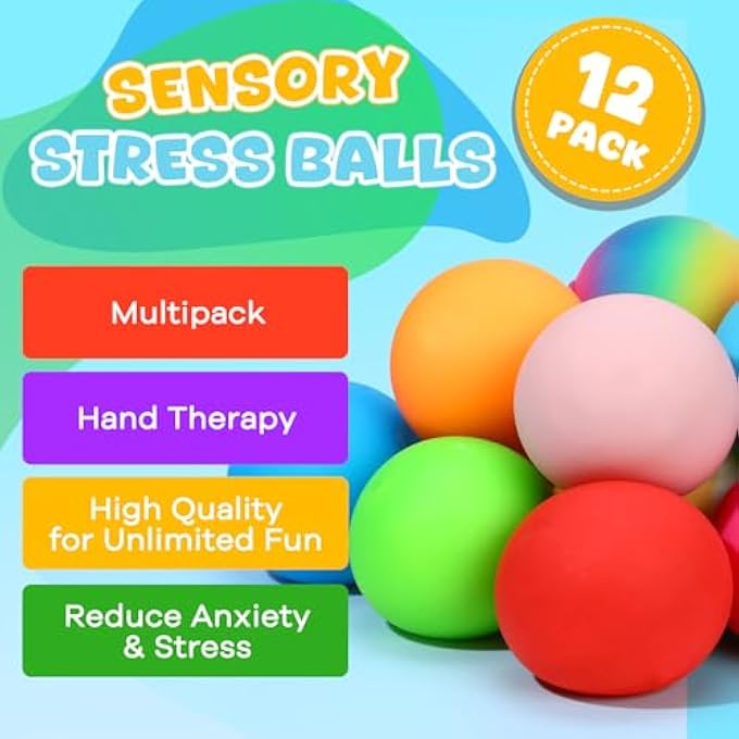 TMHAI Stress Balls 12 Pack for Kids Adults, 2.5" XL Sensory Squishy Balls Bulk, Squeeze Large Fidget Balls for Anxiety and Stress Relief, Calm Down Item for Boys Girls Children with ADHD Autism - Image 4