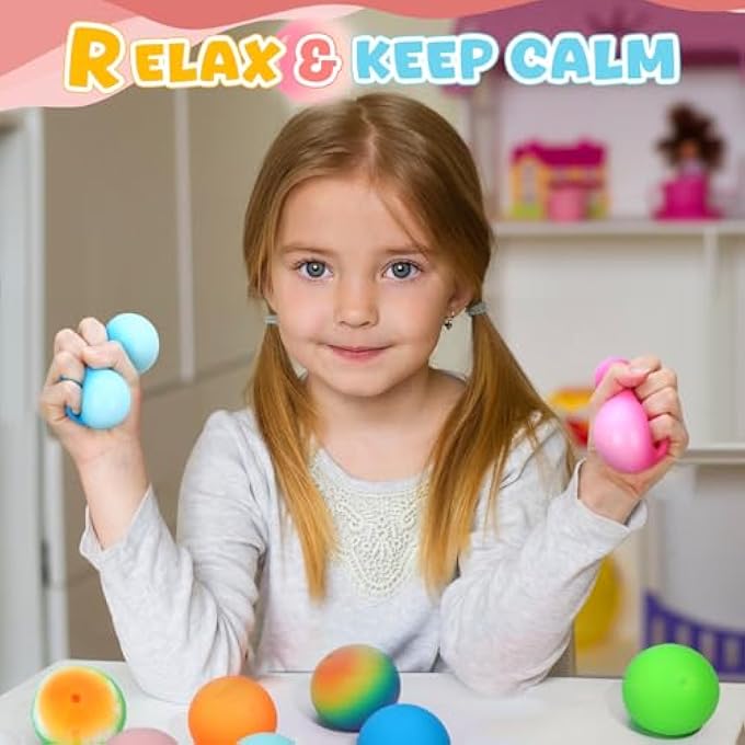 TMHAI Stress Balls 12 Pack for Kids Adults, 2.5" XL Sensory Squishy Balls Bulk, Squeeze Large Fidget Balls for Anxiety and Stress Relief, Calm Down Item for Boys Girls Children with ADHD Autism - Image 5