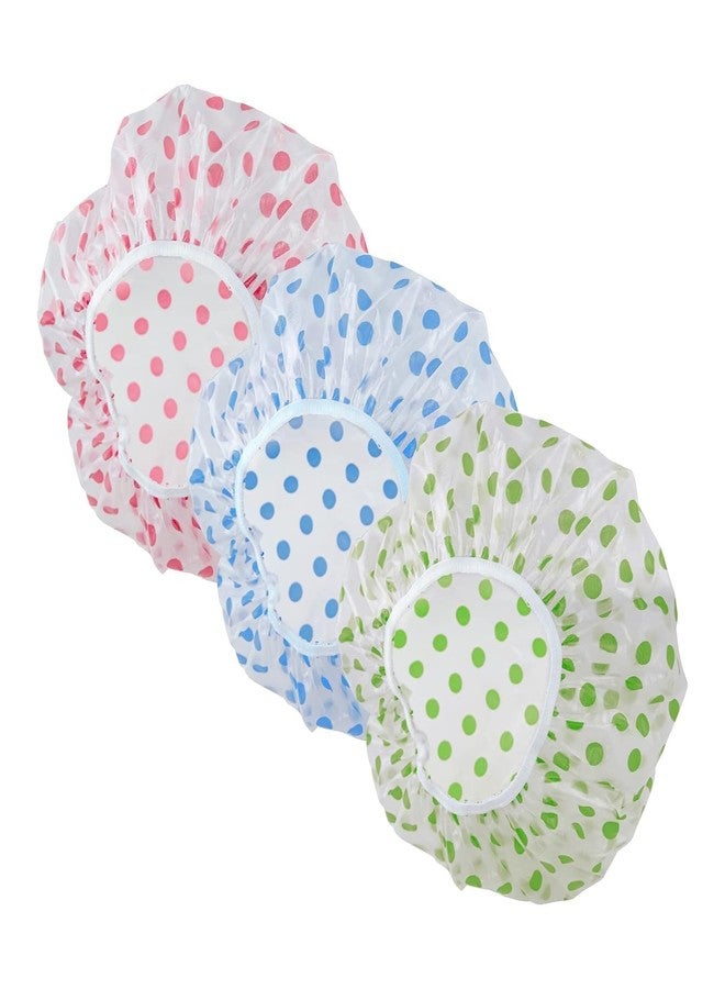 Rinpoche Shower Caps Disposable and Reusable Caps Waterproof and Convenient Daily Use Plastic Shower Cap for Unisex Adults (Multicolor) (Pack Of 3) - Image 1