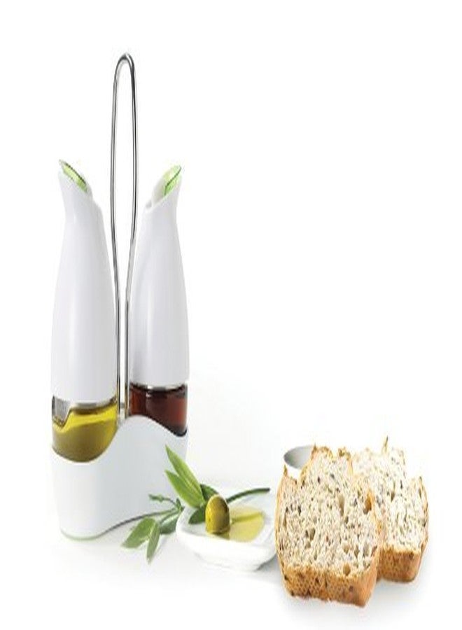 Prepara Gourmet Cruet Set with Chrome Carrier, White - Image 4