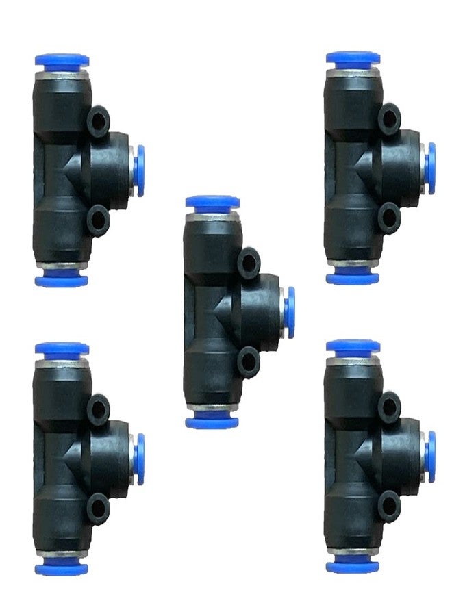 ROZESAZZ 5 Pcs 8mm x 4mm x 8mm Pneumatic T Shaped 3 Way Tube Reducer Connector,Quick Push to Connect Tee Fitting - Image 1