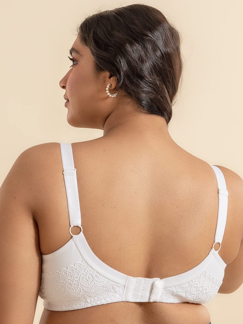 NYKD (NYB101 Cotton Non Padded & Non Wired Everyday Bra for Women | M-Frame Structure for Bounce Control with Full Coverage & Super Soft Wide Straps - White - Image 5
