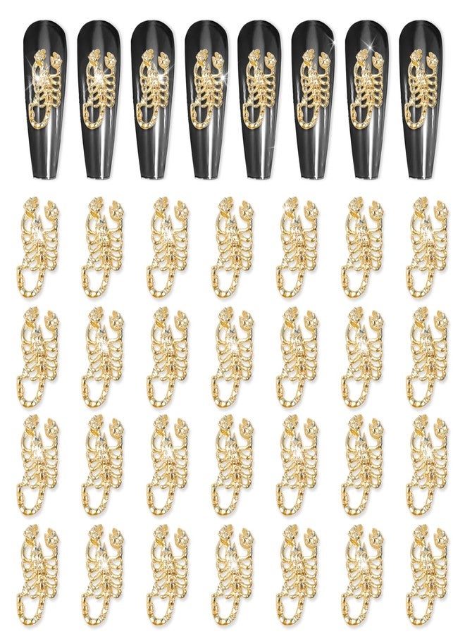 JERCLITY 30 Pieces Scorpion Nail Charms Gold Scorpion Charms for Nails Gold Nail Charms Scorpion Nail Gems and Charms for Women Girls Nail Art - Image 1