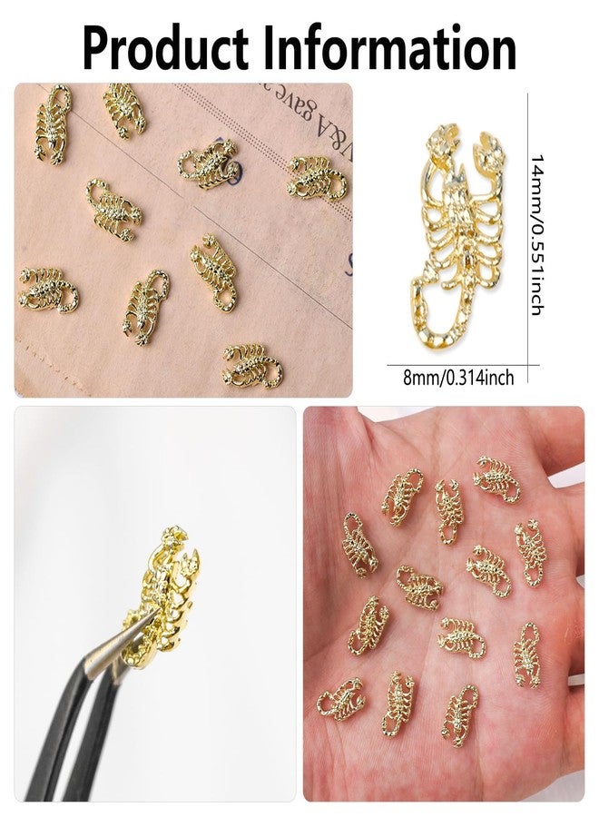 JERCLITY 30 Pieces Scorpion Nail Charms Gold Scorpion Charms for Nails Gold Nail Charms Scorpion Nail Gems and Charms for Women Girls Nail Art - Image 2