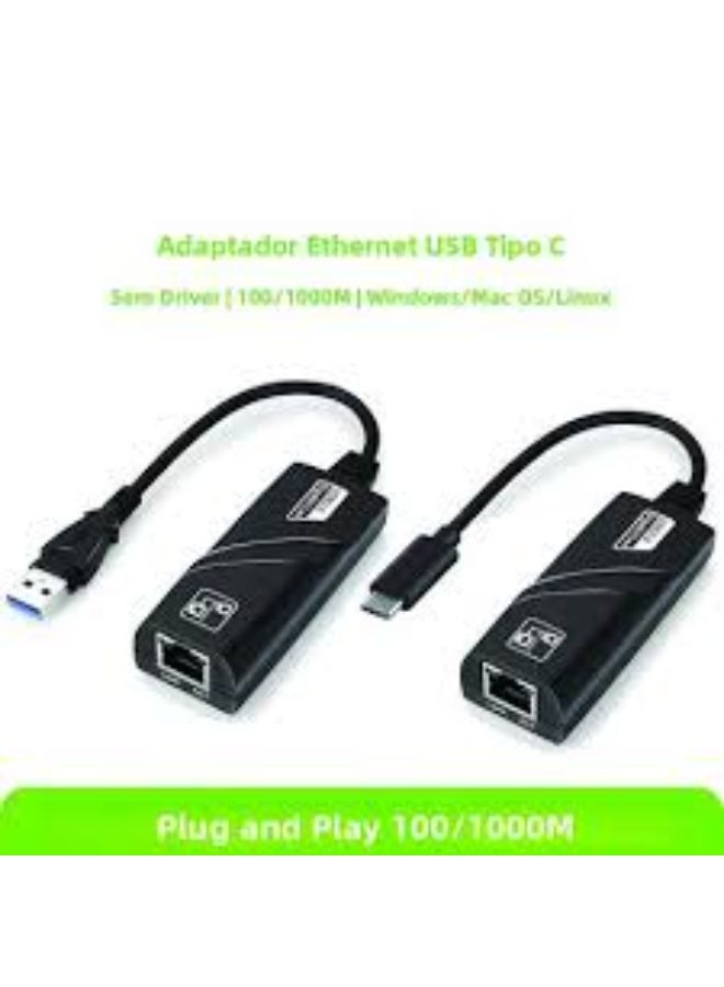 USB 3.0 Type-C to Ethernet Adapter (10/100/1000Mbps, RJ45 LAN Converter) - Image 2