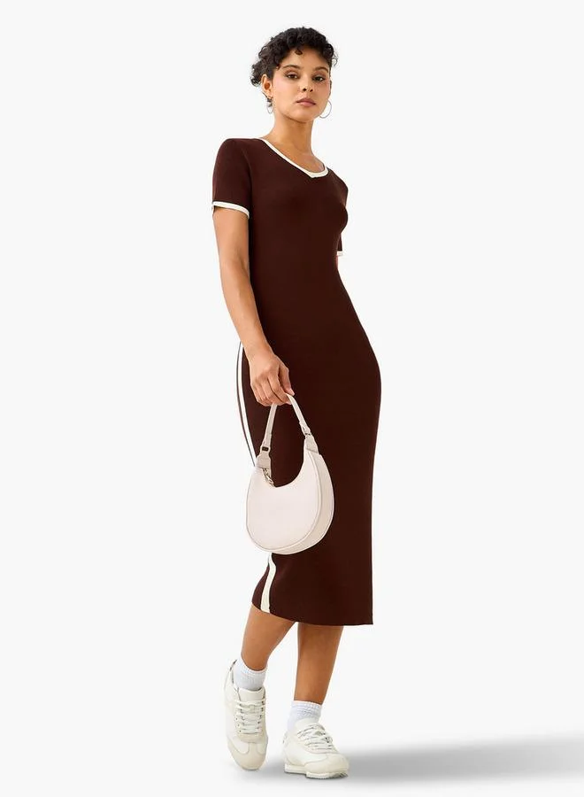 2Xtremz 2Xtremz Bodycon Midi Dress with Trim Design