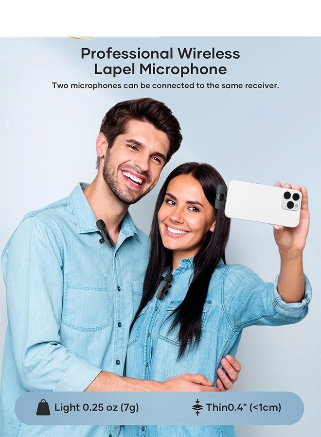 Bukela Professional Wireless Lavalier Lapel Microphone for iPhone, iPad - Cordless Omnidirectional Condenser Recording Mic for Interview Video Podcast Vlog YouTube, Bluetooth, Black(Type C+Lighting interface receiver) - Image 3